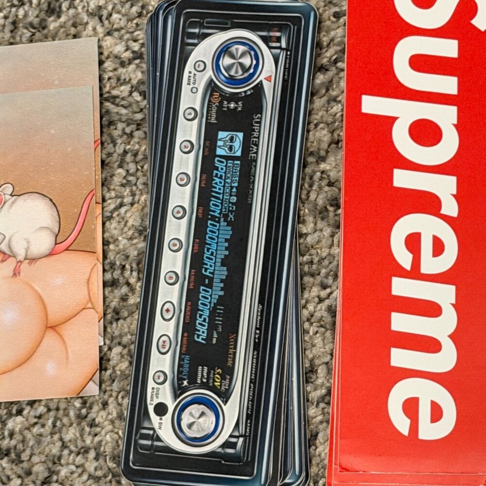 Supreme Sticker Lot 84 Pcs Box Logo 100 Bill Bikini Radio Art Stickers Authentic - Picture 9 of 14